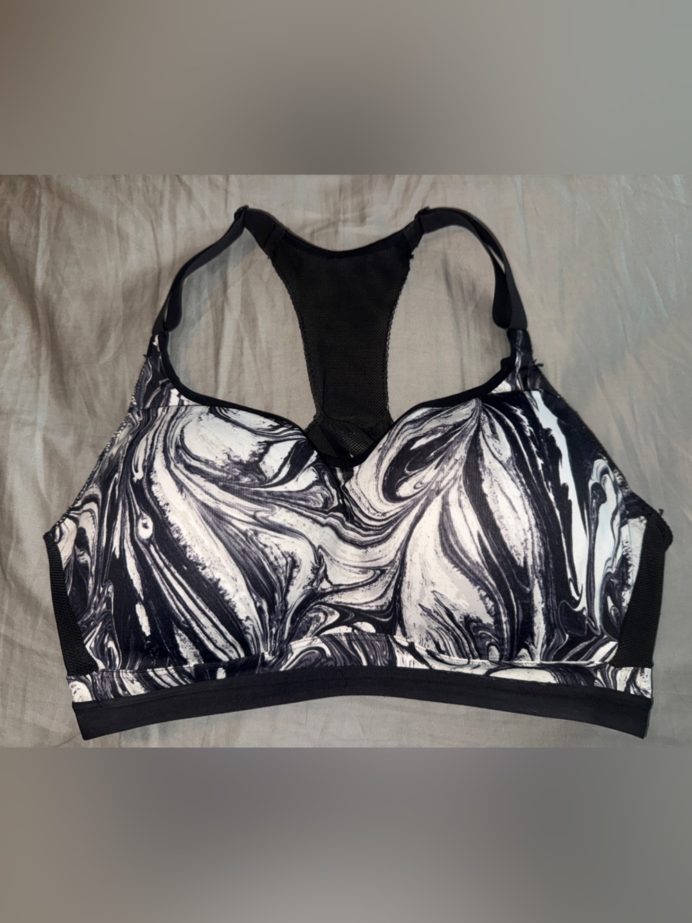 Black & White Marble Racerback Sports Bra